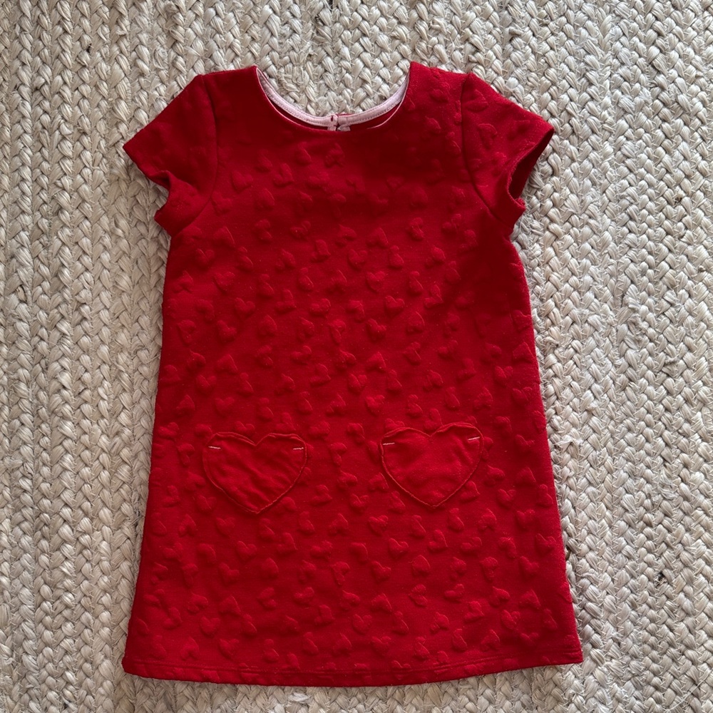 5/$25 Cat & Jack Red Heart Textured Kids Dress
